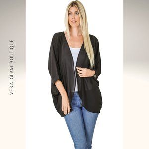 Zenana Chiffon Cardigon with Shoulder Pleat